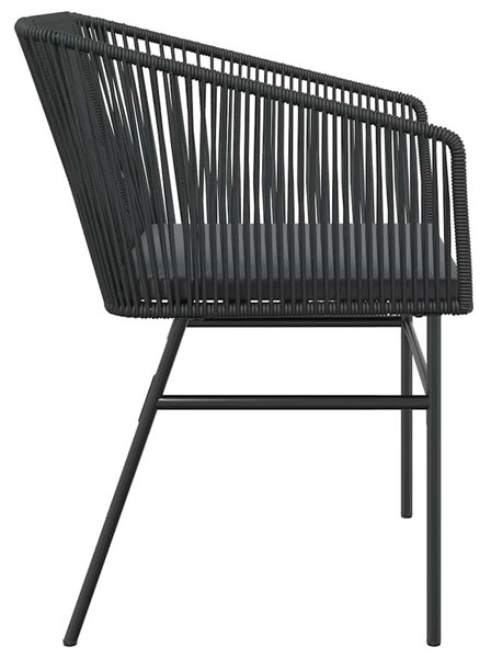 2 db fekete polyrattan kerti szék párnával