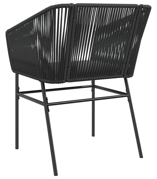 2 db fekete polyrattan kerti szék párnával