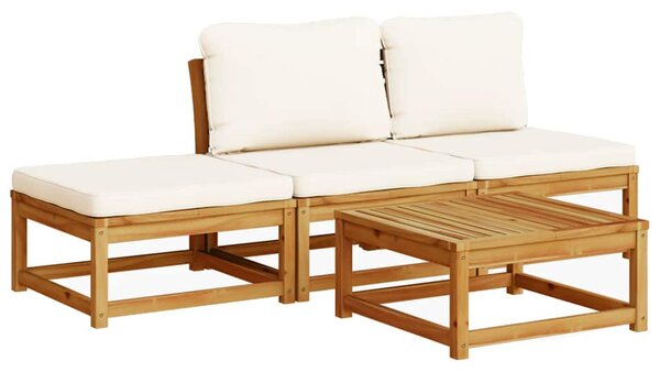 4 részes tömör akácfa kerti ülőgarnitúra párnákkal