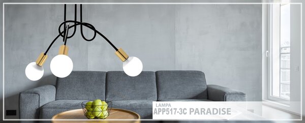 Mennyezeti Lámpa APP517-3C Paradise 3 Fekete/Arany
