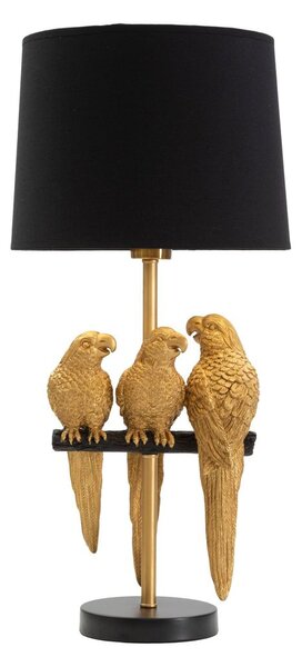 Asztali lámpa 62 cm, madarak, fekete, arany - PERRUCHES