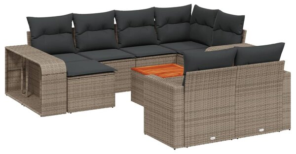 11 részes szürke polyrattan kerti ülőgarnitúra párnákkal