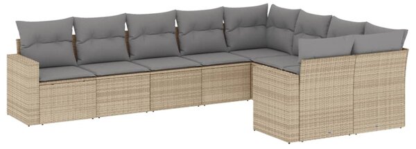 9 részes bézs polyrattan kerti ülőgarnitúra párnákkal