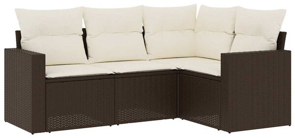 4 részes barna polyrattan kerti ülőgarnitúra párnákkal