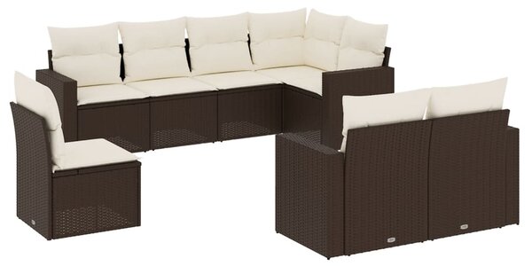 8 részes barna polyrattan kerti ülőgarnitúra párnákkal