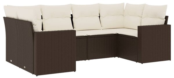 6 részes barna polyrattan kerti ülőgarnitúra párnával