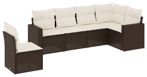 6 részes barna polyrattan kerti ülőgarnitúra párnával