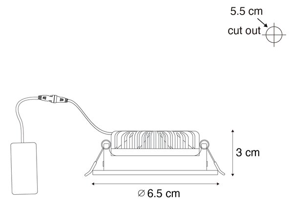Beépíthető spotlámpa fekete, dönthető, 6,5 cm, LED-es, IP54, ultraf vékony - Pupil
