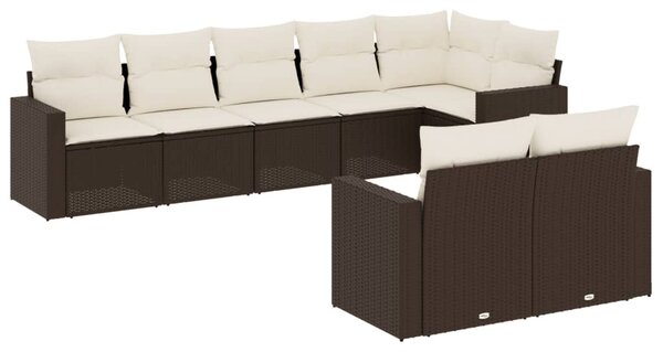 8 részes barna polyrattan kerti ülőgarnitúra párnákkal