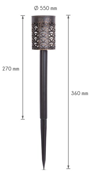 Leszúrható LED szolár - láng hatással - 5,5 x 27 (+9) cm