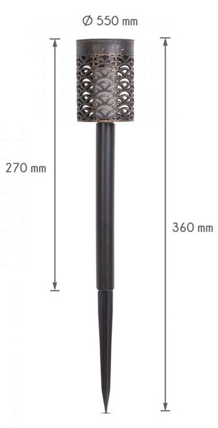 Leszúrható LED szolár - láng hatással - 5,5 x 27 (+9) cm