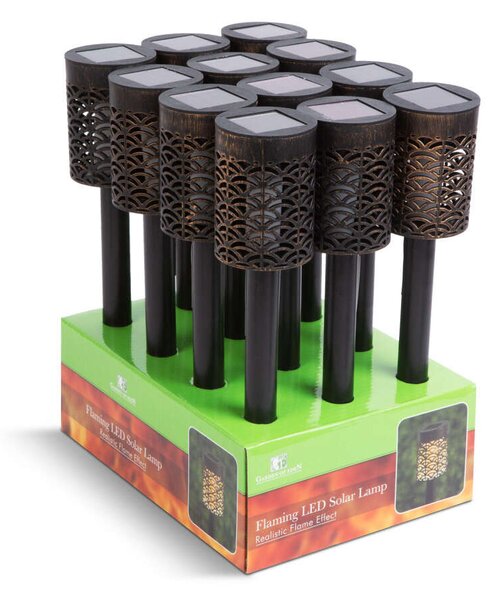 Leszúrható LED szolár - láng hatással - 5,5 x 27 (+9) cm