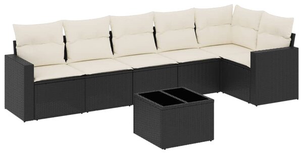 7 részes fekete polyrattan kerti ülőgarnitúra párnával