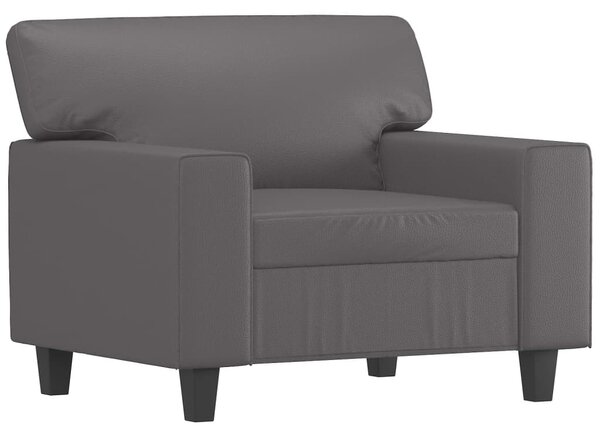 Szürke műbőr kanapéfotel lábtartóval 60 cm