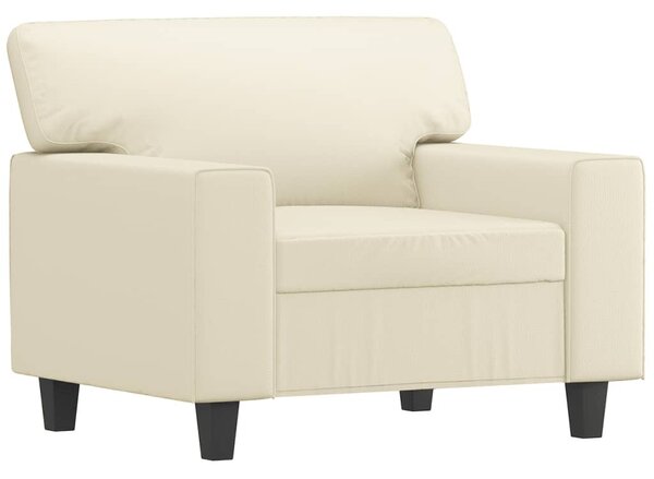 Krémszínű műbőr kanapéfotel lábtartóval 60 cm