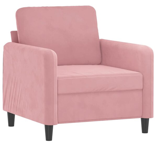 Rózsaszín bársony kanapéfotel lábtartóval 60 cm