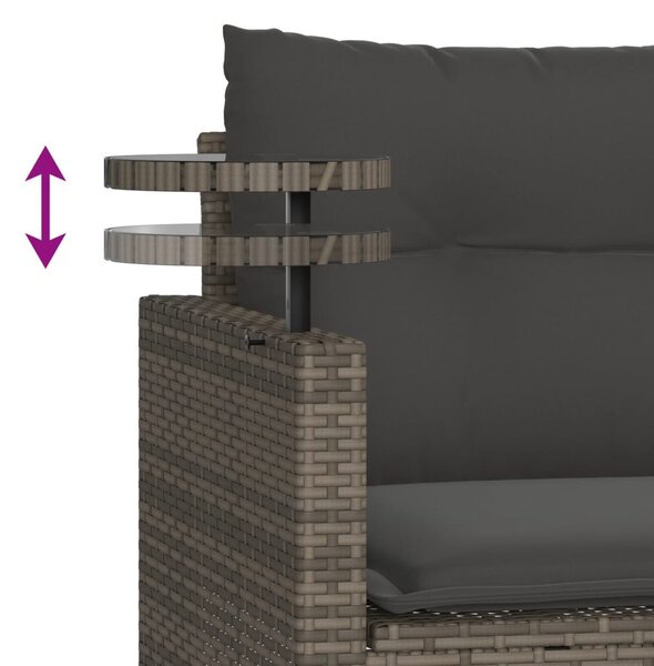 3 részes szürke polyrattan kerti ülőgarnitúra párnákkal