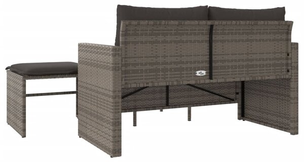 3 részes szürke polyrattan kerti ülőgarnitúra párnákkal