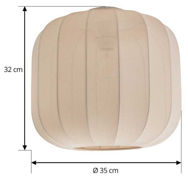 Lindby Helin mennyezeti lámpa, bézs színű, szövet, Ø 35 cm, dimmelhető, Krém / borostyánsárga, Nappali / Étkező, Textil / szövet / selyem, Skandináv
