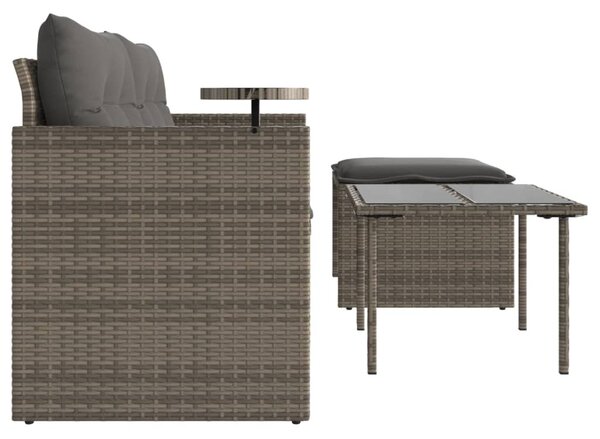 3 részes szürke polyrattan kerti ülőgarnitúra párnákkal