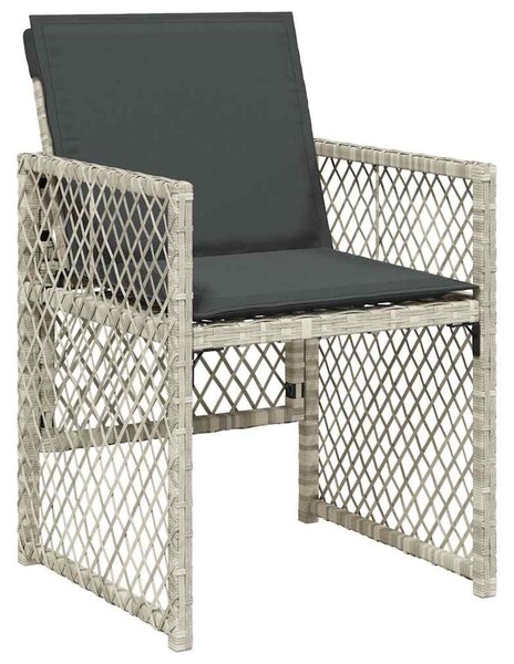 4 db világosszürke polyrattan kerti szék párnával