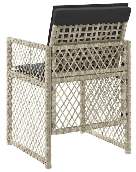 4 db világosszürke polyrattan kerti szék párnával