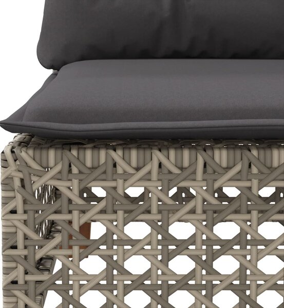 3 személyes szürke polyrattan kerti kanapé párnával