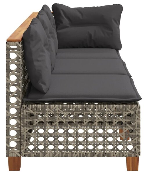 3 személyes szürke polyrattan kerti kanapé párnával