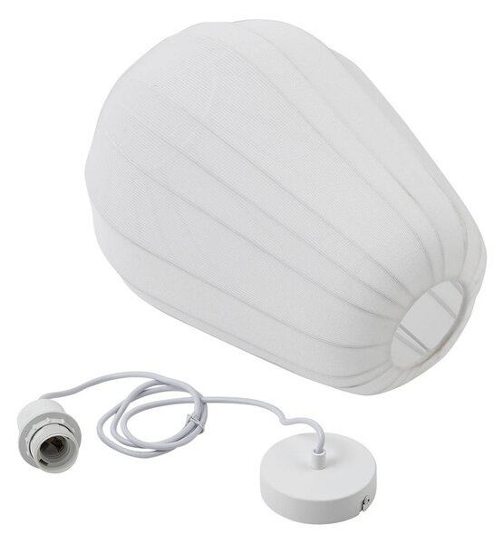 Lindby függőlámpa Helin, fehér, Ø 30 cm, anyagból készült, dimmelhető, Fehér / opál, Nappali / Étkező, Textil / szövet / selyem, Modern