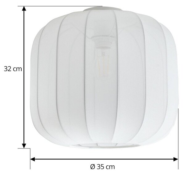 Lindby Helin mennyezeti lámpa, fehér, szövet, Ø 35 cm, dimmelhető, Fehér / opál, Nappali / Étkező, Textil / szövet / selyem, Skandináv