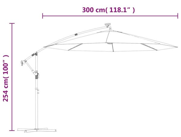 VidaXL Konzolos Napernyő - Terrakotta - 300cm