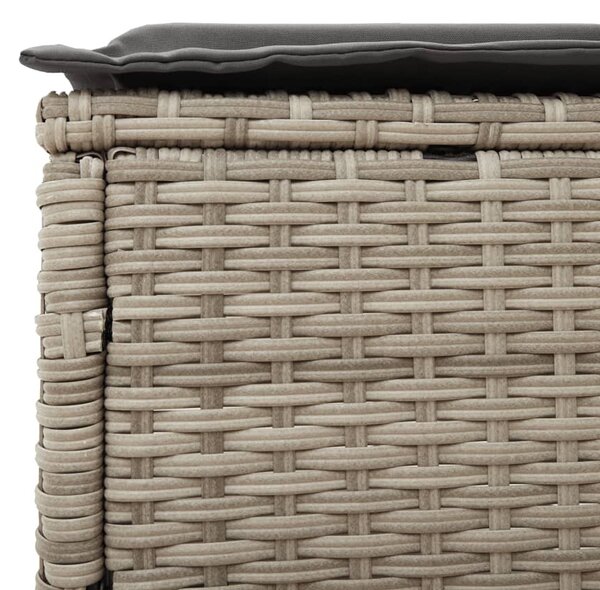 Világosszürke polyrattan napozóágy párnával