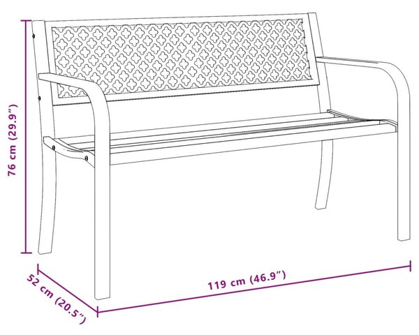 Fekete acél kerti pad 119 cm