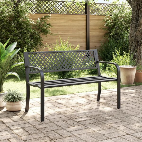 Fekete acél kerti pad 119 cm