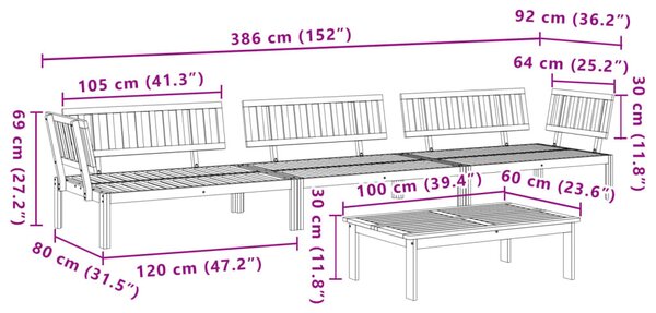 4 részes tömör akácfa kerti raklap ülőgarnitúra