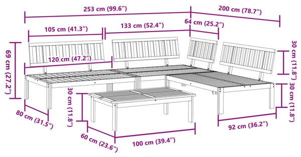 4 részes tömör akácfa kerti raklap ülőgarnitúra