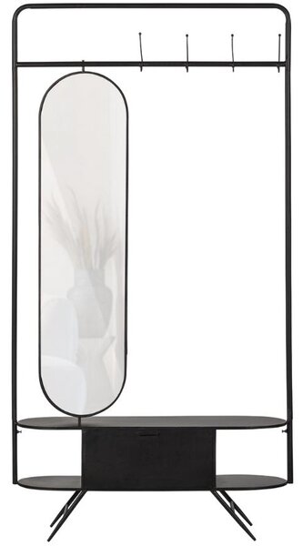 Hoorns Cora fekete fém akasztó forgatható tükörrel 188 x 99 cm