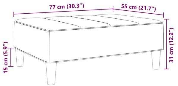 Sárga bársony lábzsámoly 77x55x31 cm