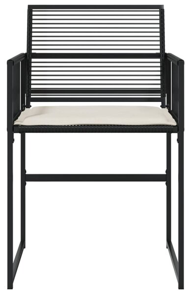 4 db fekete polyrattan kerti szék párnával