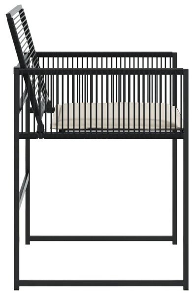 4 db fekete polyrattan kerti szék párnával
