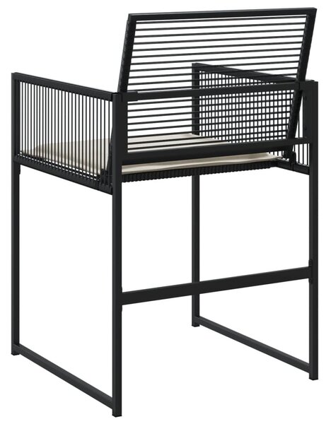 4 db fekete polyrattan kerti szék párnával