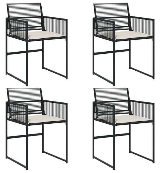 4 db fekete polyrattan kerti szék párnával