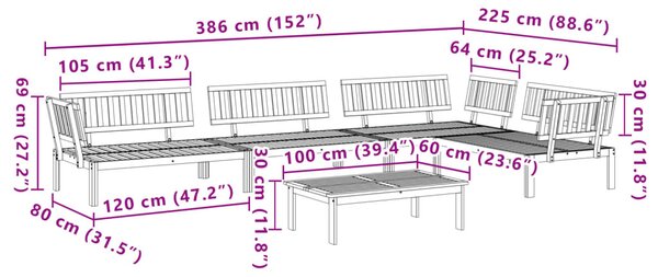 5 részes tömör akácfa kerti raklap ülőgarnitúra