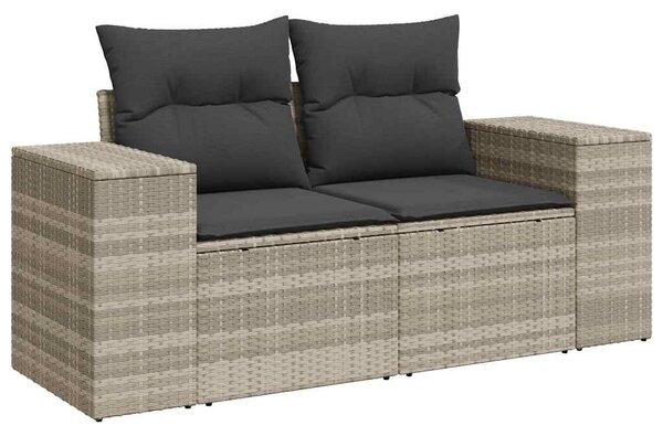 5 részes világosszürke polyrattan kerti ülőgarnitúra párnákkal