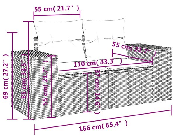 5 részes világosszürke polyrattan kerti ülőgarnitúra párnákkal