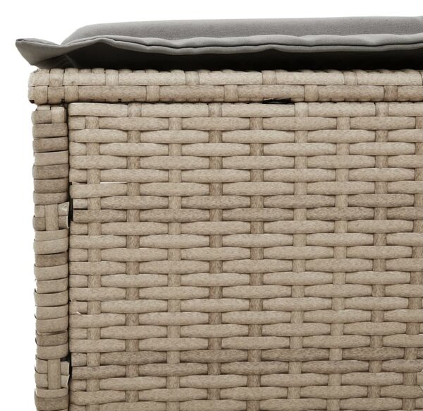 2 db bézs polyrattan napozóágy párnával