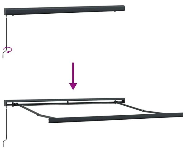 Antracit-fehér szövet-alumínium behúzható napellenző 3 x 2,5 m