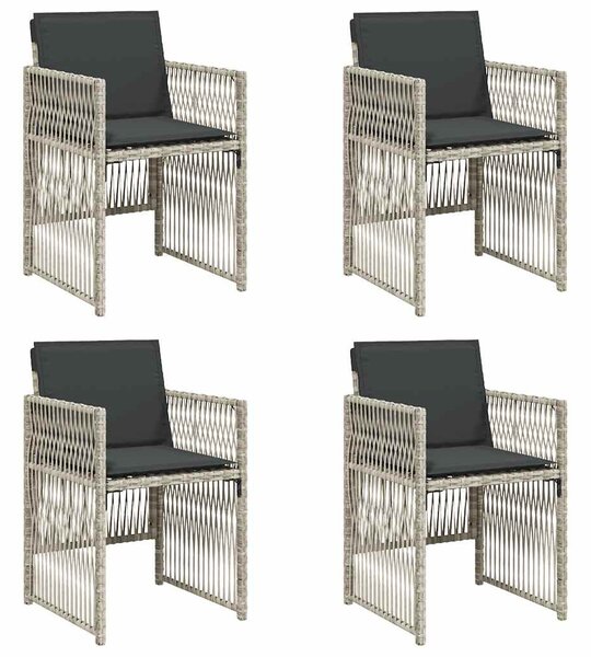 4 db világosszürke polyrattan kerti szék párnával