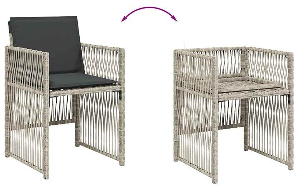 4 db világosszürke polyrattan kerti szék párnával