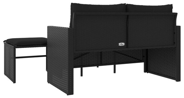 3 részes fekete polyrattan kerti ülőgarnitúra párnával
